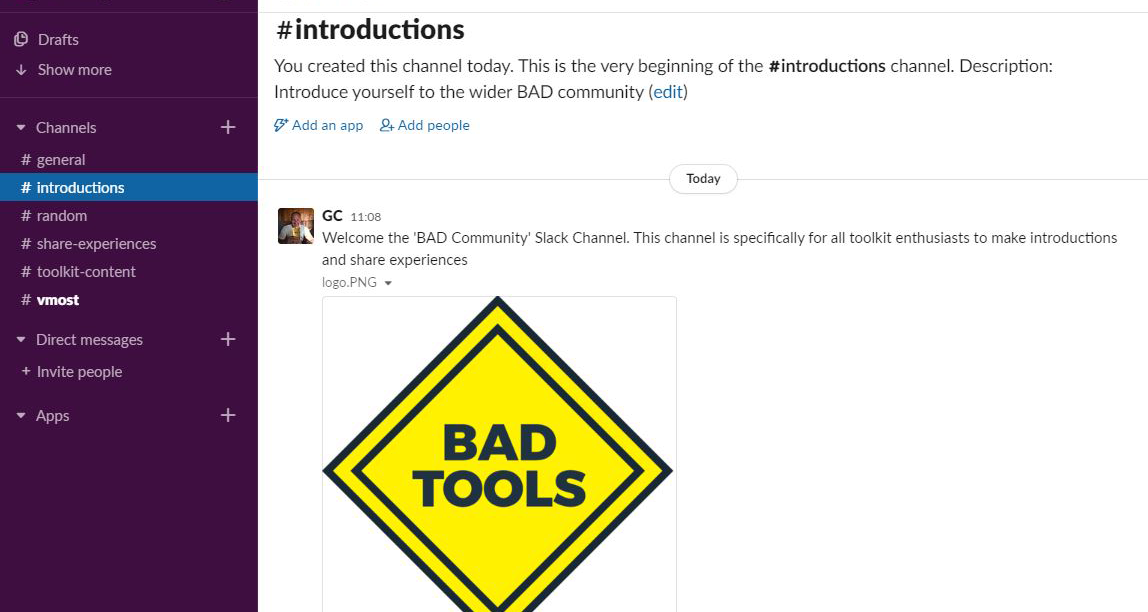 A screenshot of a slacck channel